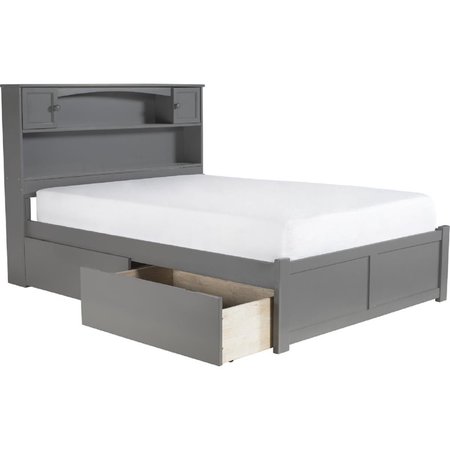 ATLANTIC FURNITURE Atlantic Furniture AR8532119 Newport Full Platform Bed with Flat Panel Foot Board & 2 Urban Bed Drawers - Grey AR8532119